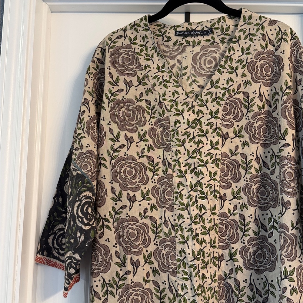Floral Print Long Sleeve Dress - Beige/Brown - Picture 3 of 5